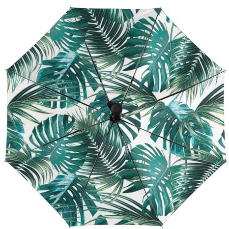 JiuPopular Regenschirm, Palmblatt und Monstera Auto-Regenschirm, Palmblatt und Monstera, Einheitsgröße