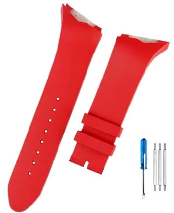 BWBVHRHZY Passend for Hamilton Adventure Elvis Presley Black Man H24655331 H24615331series Oblique Interface Gummi-Uhrenarmbänder 25 mm(Red-None)
