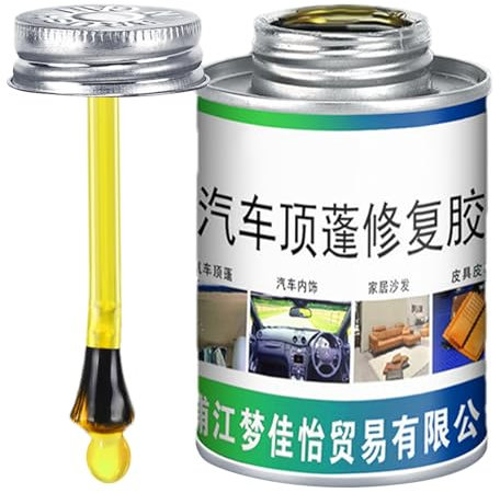 Adesivo per rivestimento del tetto per auto - colla di riparazione autoadesiva da 100 ml con pennello | Riparazione di stoffa del tetto interno | Spray forte per modifica 'auto, tappezzeria, autom