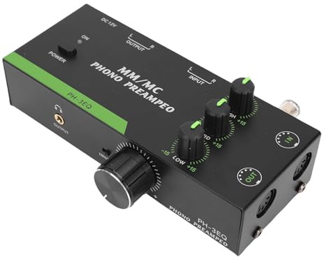 UPALDHOU MM/MC Phono Preamp, Vielseitige Konnektivität, Präzise Tonaufnahme, Rauschen ohne Leistung, Universelle Kompatibilität, Erweiterte Tonsteuerung für Turntable Record Player (EU-Stecker)
