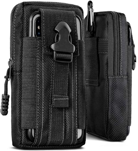 ONEFLOW Survival Case für Honor Magic V5 Handy Gürteltasche aus Nylon mit Karabiner, Taktische EDC Tasche mit Gürtel Halterung, Etui Handyhülle Outdoor Handytasche, Schwarz