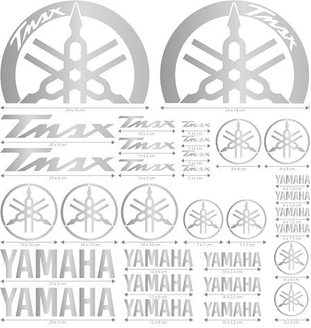 Adesivi Compatibili con Yamaha TMAX 500/530, colore argento.