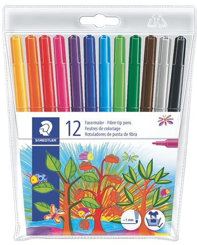 STAEDTLER Noris Club 325 WP12 Fibre-Tip Pens in Soft Plastic Case Pack of 12