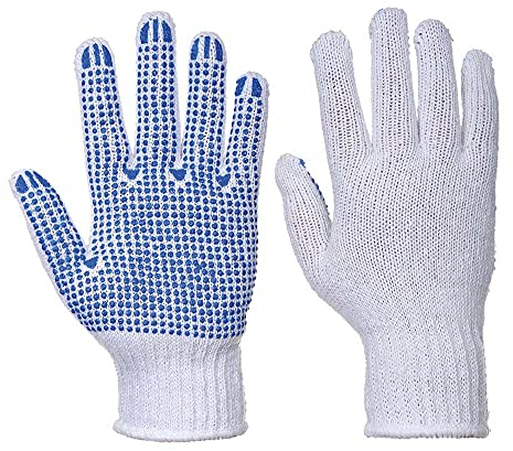 Portwest Klassischer Noppen- Handschuh, Größe: S, Farbe: Weiß/Blau, A111WBRS