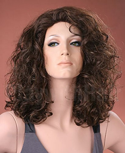 Forever Young UK Ladies Long Bouncy Curls Brown Curly Fashion Wig