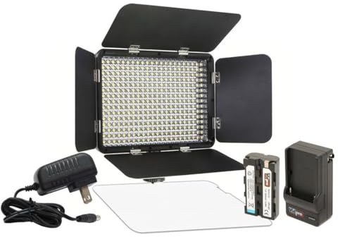 Vidpro LED-330X Photo and Video Light Kit - On Camera Panel LED Light - Adjustable and Dimmable 3200K-5600K Variable Color Light Fits Cameras w/Hot Shoe Includes Rechargeable Battery Diffuser
