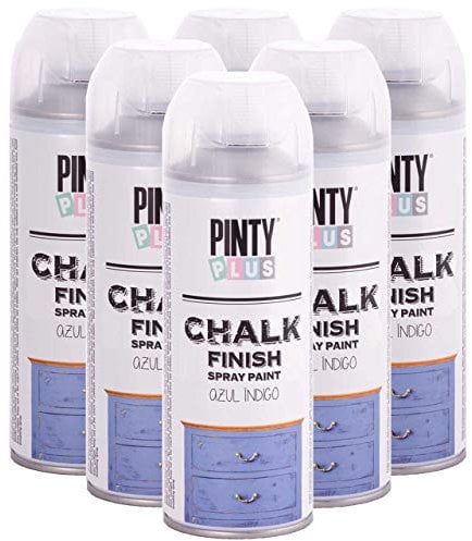 Pintyplus Pintura en aerosol con acabado de tiza ecológica, a base de agua, secado rápido, cobertura superior, 400 ml, caja de 6, azul índigo
