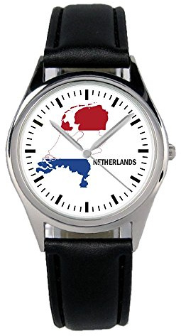 KIESENBERG Armbanduhr Holland Nederland Geschenk Artikel Idee Fan Damen Herren Unisex Analog Quartz Lederarmband Uhr 36mm Durchmesser B-1251