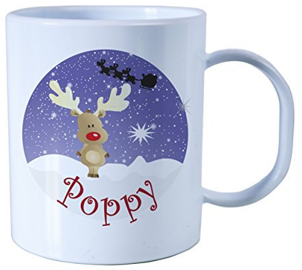 Personalised Gift Plastic Christmas Reindeer Unbreakable Kids Cup, Toddler Cup for Boys and Girls