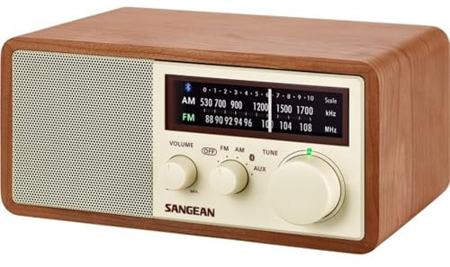 Sangean WR-16 AM/FM/Bluetooth Wooden Cabinet Radio with USB Phone Charging