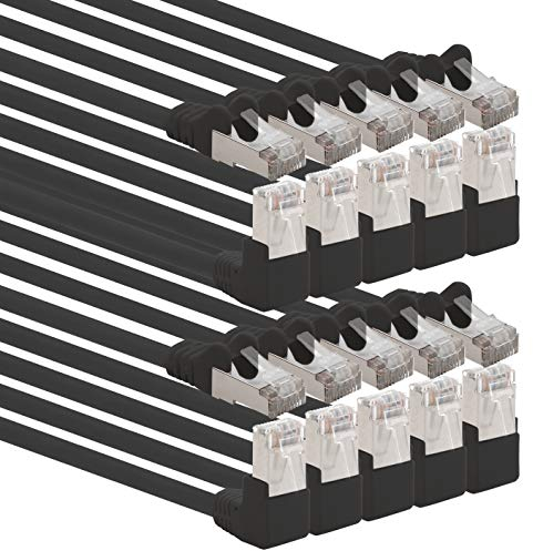 1aTTack.de 366213 Cat.6 Netzwerkkabel Winkel 90 Grad 3,0 m - schwarz - 10 Stück - Cat6 Patchkabel (SFTP PIMF) 1000Mbit/s Rj 45 Stecker - 10 x 3,0 m Meter schwarz