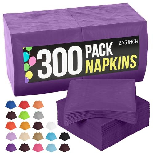 Party Solids Violette Einweg-Servietten, 300 Stück, 2-lagig, violett, für Partys und Partyzubehör
