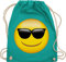 Turnbeutel Rucksack - Manga & Comic Zubehör - Emoticon Sonnenbrille / Sommer Sonne - Unisize - Türkis - smile beutel smiley, sportbeutel umhängebeutel beuteltasche bag bags stoffbeutel tasche