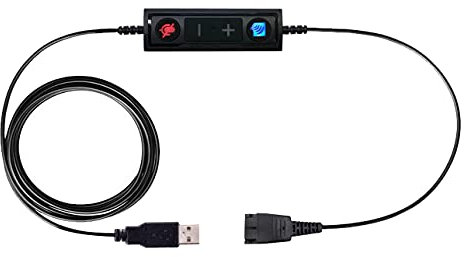 Jabra Compatible USB Adapter Cable With Volume Control And Mute Functionality (Connects With ANY Jabra Wired Quick Disconnect Headset) and Connects Into A PC, Laptop or Softphone.