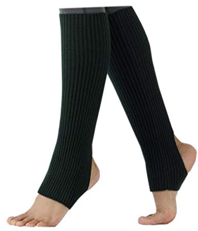 ACVIP Damen Winter Strickstulpen Ballett Stulpen Beinlinge Beinstulpen mit Fersenloch(Schwarz)