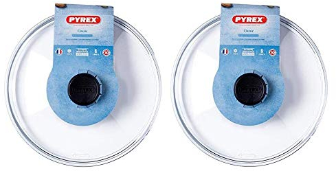 Pyrex Classic Kitchen Accessories Universal Glass Lid for Saucepans 20cm (Pack of 2)