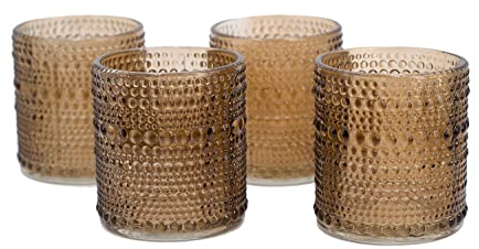 Creativery Windlicht Glas 8,5x10cm Set 4 Stück Teelichtglas Teelichthalter Farbauswahl: braun 870