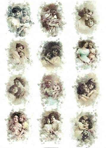 Zita`s Creative Reispapier A3 - Miniature Old Portraits Pairs. Motiv-Strohseide, Strohseidenpapier, Decoupage Papier