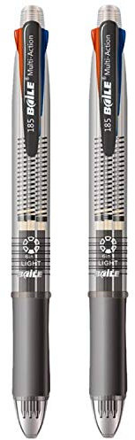 Ipienlee Lot de 2 stylos multifonctions 4 + 1 stylo à bille 5 couleurs 0,7 mm et porte-mine 0,5 mm