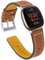 Jennyfly Ersatz-Armband aus Leder für Fitbit Versa, schlankes Lederband, verstellbar 14-19,8 cm, für Damen und Herren, kompatibel mit Fitbit Versa/Versa 2/Versa Lite - Braun