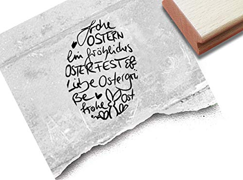 Stempel Osterstempel Osterei mit Text, Handschrift - Textstempel Ostern Karten Geschenkanhänger Basteln Osterdeko Tischdeko Scrapbook - zAcheR-fineT