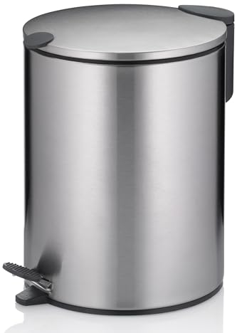 kela Kosmetikeimer Mats, 5 L, Ø 20,5 cm, Edelstahl, silber matt, Silent-Close, herausnehmbarer Inneneimer mit Tragehenkel, rutschhemmender Boden, 23703