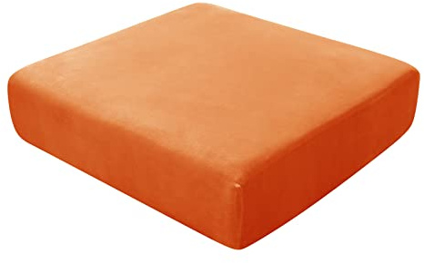 BXFUL Sofa Seat Cushion Covers, Sofa Cushion Slipcovers Stretch Velvet, Couch Cushion Covers Replacement for Individual Cushion with Elastic Fabric (Chaise lounge,Orange)