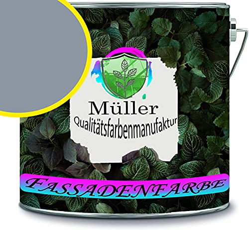 Fassadenfarbe mit Lotuseffekt hochwertige Silikonharzfarbe Sockelfarbe RAL 7001 Silbergrau // Müller Qualitätsfarbenmanufaktur