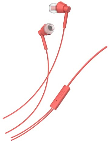 Nokia Buds (Wb-101) Powerful Bass Performance Wired In Ear Earphones With Mic For Clear Voice Calls, Virtual Assistant Control Enabled Angled Acoustic Tubes For A Comfortable And Secure Fit, Red