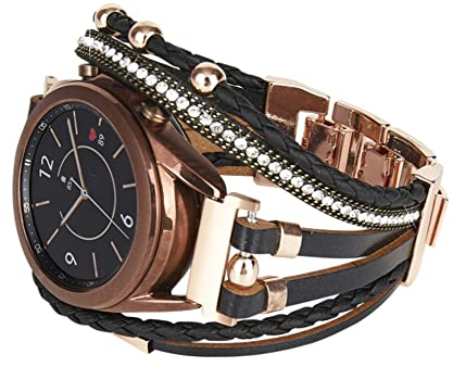 KONAFEI Armband Kompatibel mit Samsung Galaxy Watch 5&4/Active 2 40mm 44mm/5 Pro 45mm/4 Classic 42mm 46mm/3 41mm, 20mm Lederarmband MetallschlieÃŸe Wrap Strap für Damen