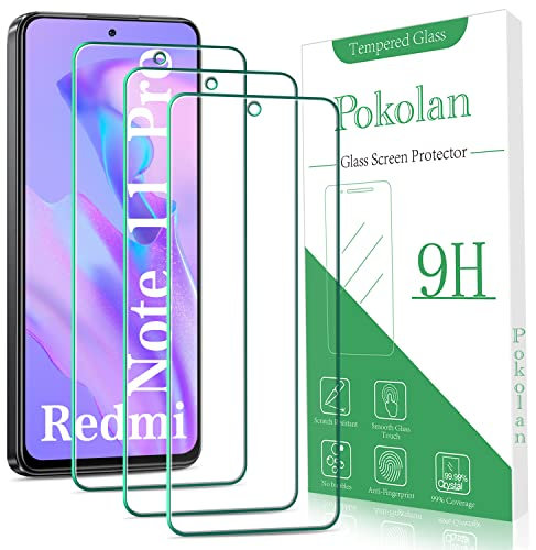 Pokolan 3 Pack Screen Protector for Xiaomi Redmi Note 11 Pro 4G, Note 11 Pro 5G Tempered Glass, 9H Hardness, Case Friendly, Bubble Free, Anti Scratch, Easy to Install