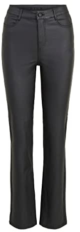 Vila Damen Vicommit Coated Hw Straight Pant-noos Kunstlederhose, Schwarz, XS EU