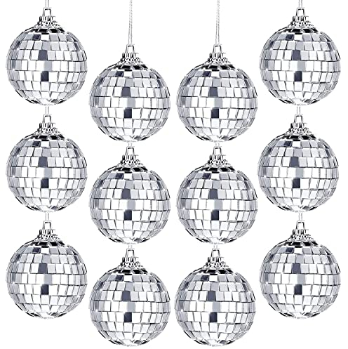 Spiegelkugel,12Pcs Discokugel,4cm Silberne Hängekugel,Silber Discokugel,Silberne Spiegelkugeln,Spiegel Discokugeln,Klein Spiegelkugel,Disco Ball für Party,Mirrorball,Klassische Discokugel