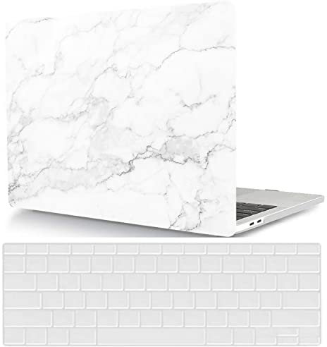Laptop Hülle für MacBook Pro 14 Zoll Modell A2442 A2779 M1/M2 Chip 2021/2023 Freisetzung mit Touch ID, Plastik Schützend Hartschale Case Cover & Tastaturschutz, Weißer Marmor