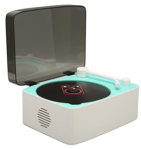 PUSOKEI Tragbarer CD Player mit Bluetooth, Vintage CD Musik Player, Retro Grammophon CD Player, Eingebaute HiFi Lautsprecher, USB Unterstützung, AUX Eingang, Heimdekoration(Grün)