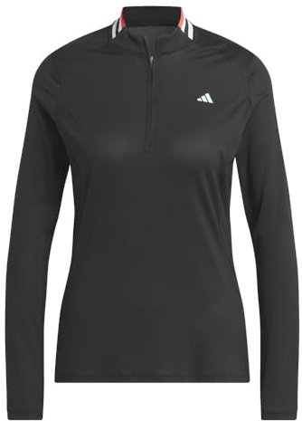 adidas Womens Ultimate365 Long Sleeve Mock Golf Polo Shirt, Black, Large