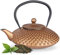 Tealøv Kambin THEIERE FONTE1,25 LITER - Théière en Fonte avec Infuseur - Entièrement émaillée de l'intérieur - Prépare Une Tasse de Thé Parfaite – Design Authentique Japonais à Picots - Cuivre