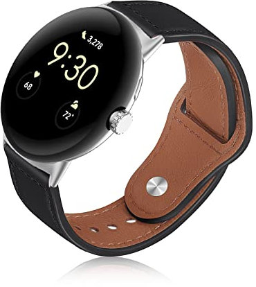 ToVioc Leder Armband Kompatibel mit Google Pixel Watch 4 41mm/3 41mm/2/1, Uhrarmband Gilt für alle Gelegenheiten Hochwertiges Ersatzarmband für Google Pixel Watch 2/1- Schwarz