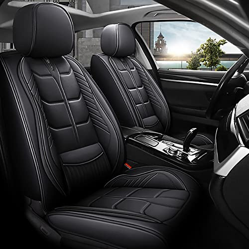 maiqiken Autositzbezug Für VW for Volkswagen Tiguan 2009-2024 Komplettset 2 Sitze Allwettereinsatz Auto Ledersitzbezug Schwarz
