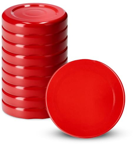 KADAX Schraubdeckel für Gläser, Twist-Off-Deckel aus Metall fi 33mm, Ersatzdeckel für Einmachgläser, Deckel für Sturzgläser, Flaschen und Einmachgläser (10 Stück, Rot)