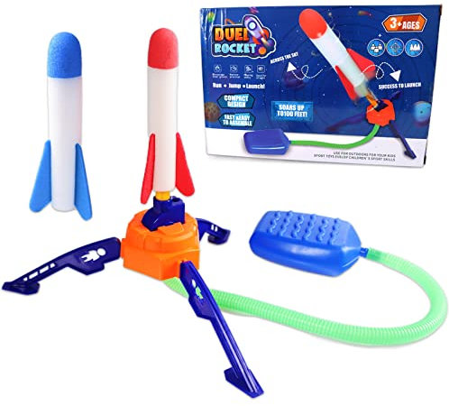 Yisscen Outdoor Spielzeug für Kinder mit Startpumpe und 2 Raketen aus Schaumstoff, Kinder Rocket Spielzeug, Rocket Launcher Set, Air Rocket Toy Rocket Spielzeug Geschenke, für Kinder ab 3 Jahre