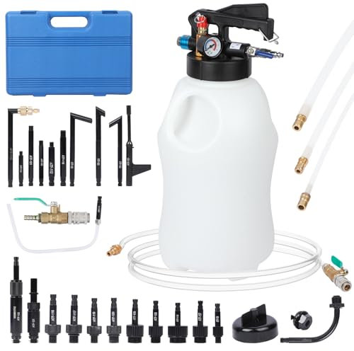 RALBIL 10L Pneumatic Transmission Fluid Pump Kit with 26PCS ATF Adapters, Automatic Oil Extractor & Dispenser Transmission Fluid Transfer Pump Set, Transmission Fill Adapters for ATF Filling System