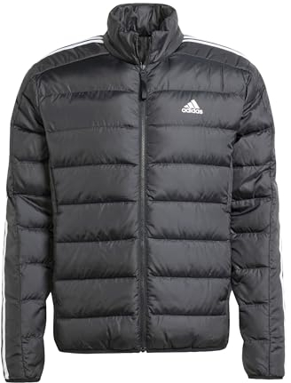 adidas Uomo Essentials 3-Stripes Light Down Jacket, Black, M