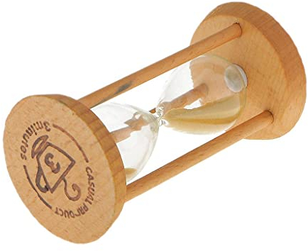 Tiuimk Sablier 3 minutes (jaune) – Idéal pour la cuisine, les jeux, l'exercice, la décoration de la maison – Sablier en bois et verre