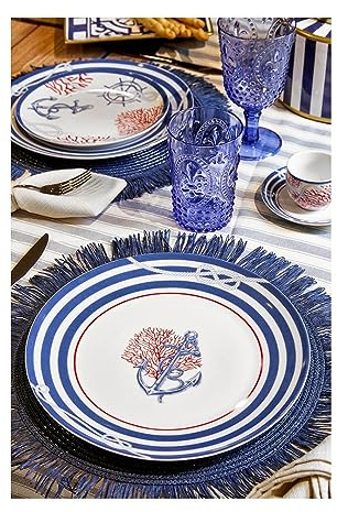 Fade Set 6 Tovagliette rotonde, sottopiatto Izzie in tnt D38 cm 2 varianti (1pz) BLU
