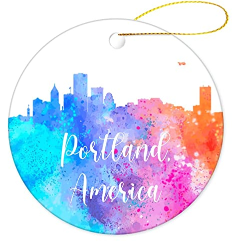 Weihnachtsbaumschmuck 7.3cm, Amerika-Portland Weihnachtsschmuck Ideal Weihnachtsanhänger Mode Runde Keramik Ornament Für Geschenke Hausdeko Weihnachtsbaum