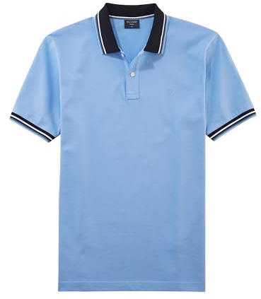 OLYMP Herren Polo-Shirt Langarm Casual.Wirk,Pikee,Regular fit,hellblau 10,M