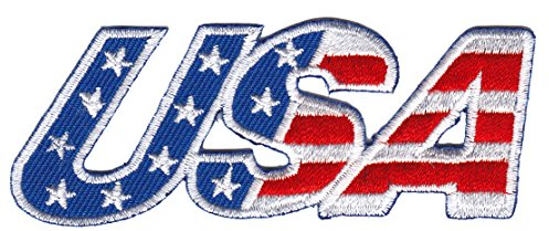 Schriftzug USA Flagge Aufnäher zum aufbügeln Bügelbild Aufbügler Bügelflicken Applikation Patch Größe 9 x 3 cm