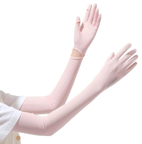 Antcher UV-Sonnenschutz-Handschuhe, Sonnenschutz, lange Fahrhandschuhe, Touchscreen-Handschuhe, kühlende Armstulpen für Golf, Radfahren, Angeln, Wandern, Laufen, rose, One size