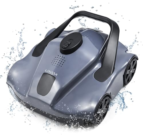 Lixada Robot de piscina, aspiradora inalámbrica para piscina, batería recargable, 130 minutos de tiempo de limpieza, limpieza automática con función de autoestacionamiento, limpiador de piscinas ideal
